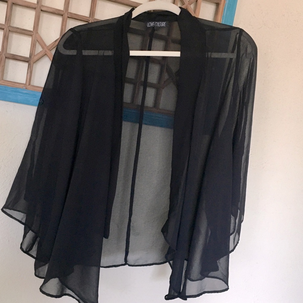 2/$20 🎈 Love Culture Sheer Black Kimono Top for layering, Size M/L